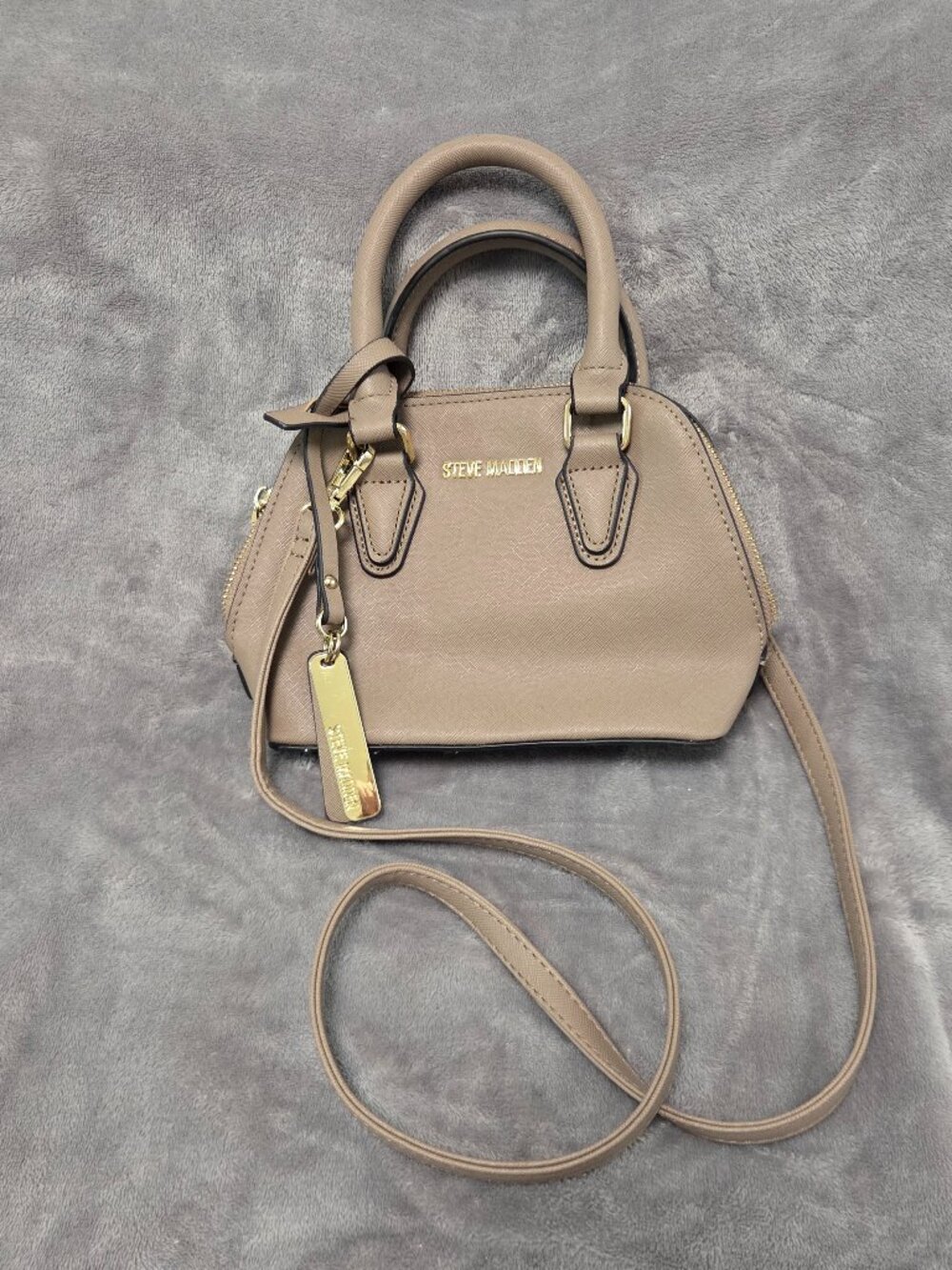 Steve Madden Mini Dome Satchel Crossbody Bag Taupe